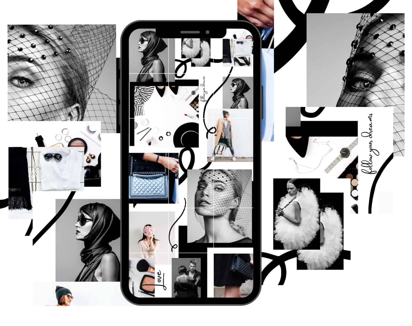 Black & White Instagram Puzzle Template Black & White Instagram Puzzle Template